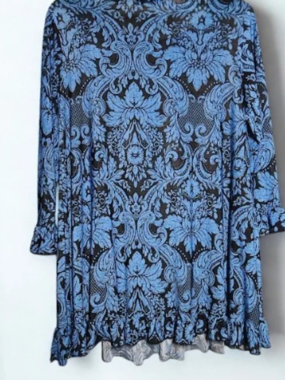 Blue & Black Ruffle Blouse - Picture 3 of 5